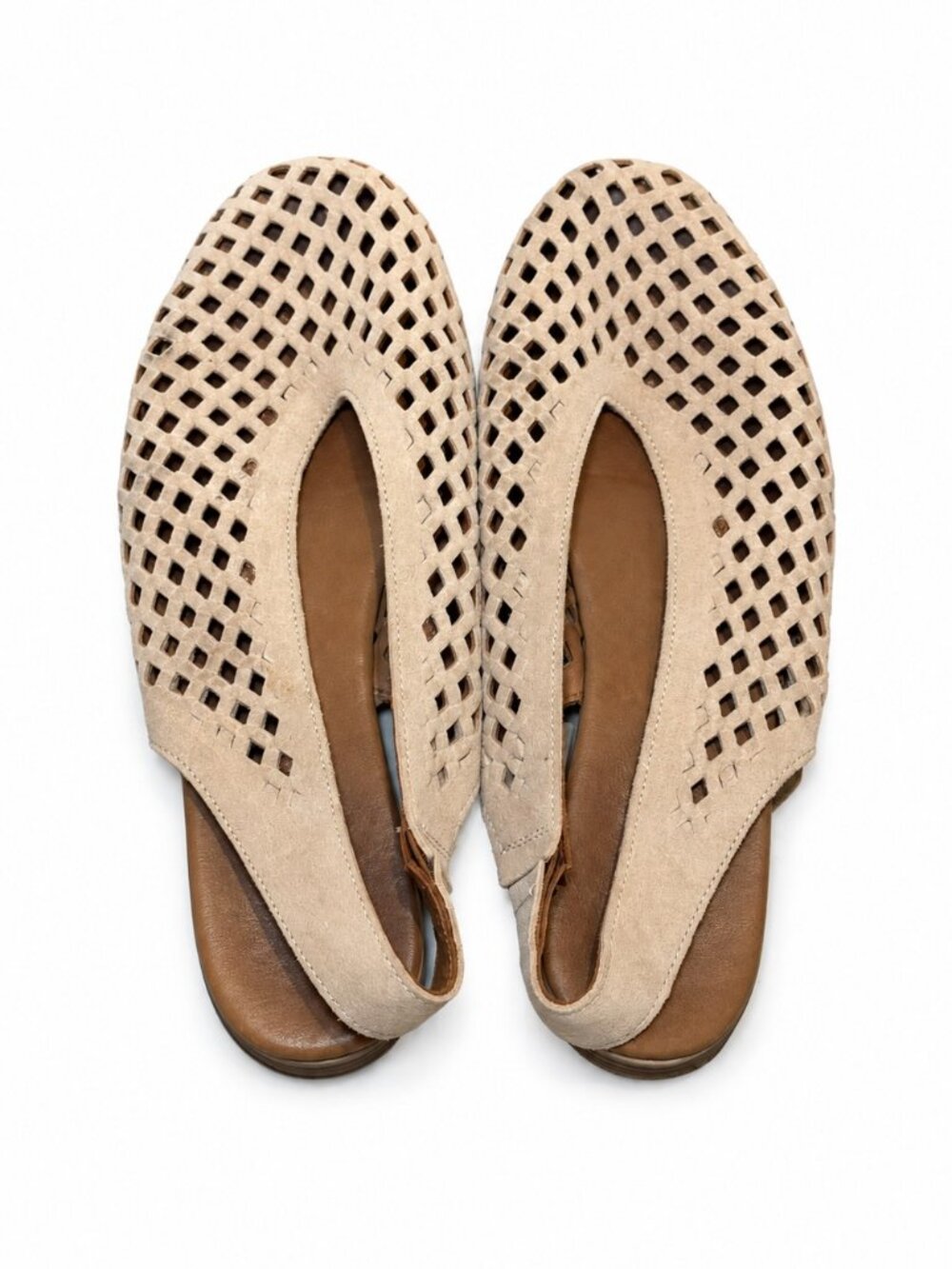 Browns Elgon Beige Perforated Suede Slingback Flats Size 6.5
